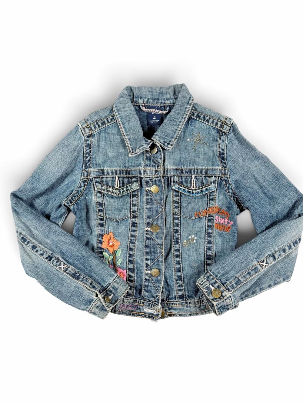 Gap Kids Embroidered Sequin Denim Jean Jacket Blue Size 8 Medium